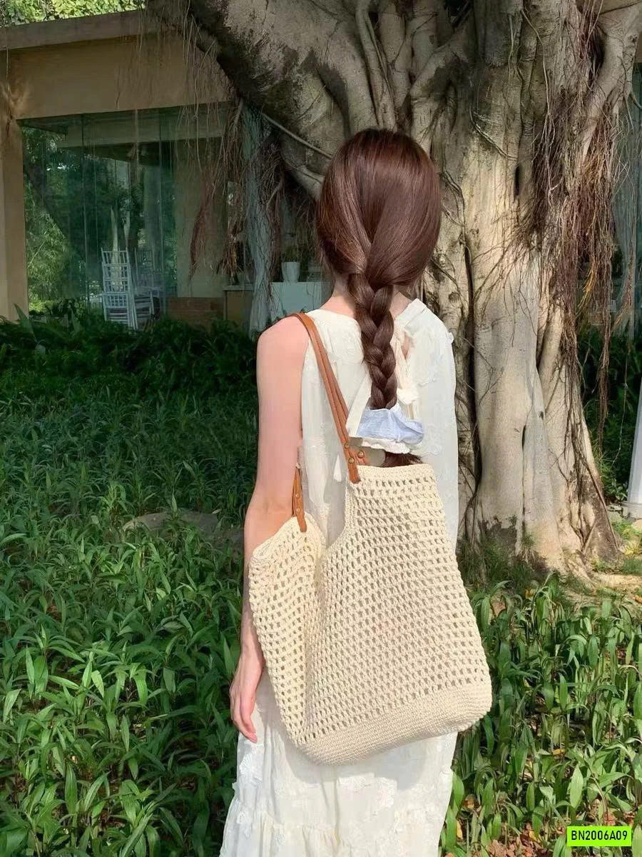 TÚI LƯỚI DỆT QUAI DA