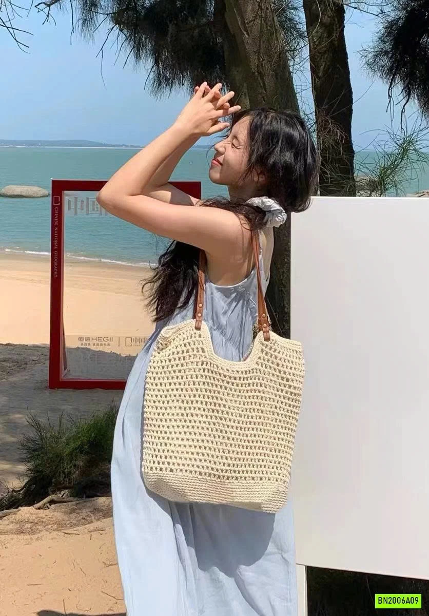 TÚI LƯỚI DỆT QUAI DA