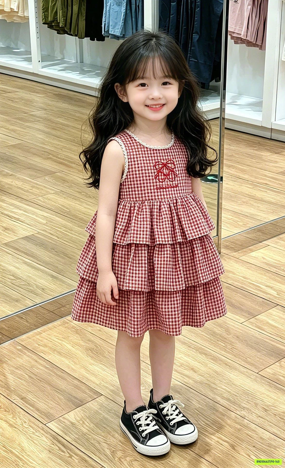 ĐẦM CARO ĐỎ XẾP TẦNG PREMIUM