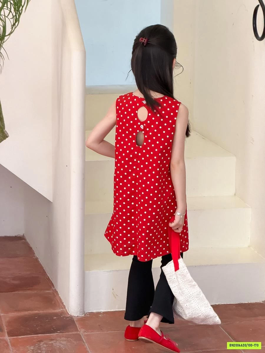 ĐẦM ĐỎ CHẤM BI SUÔNG 26CD52 AMBB