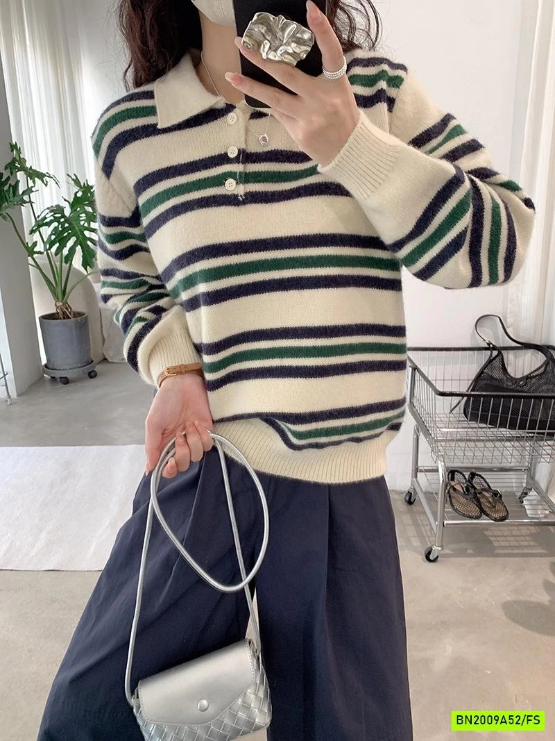 ÁO LEN KẺ CỔ POLO