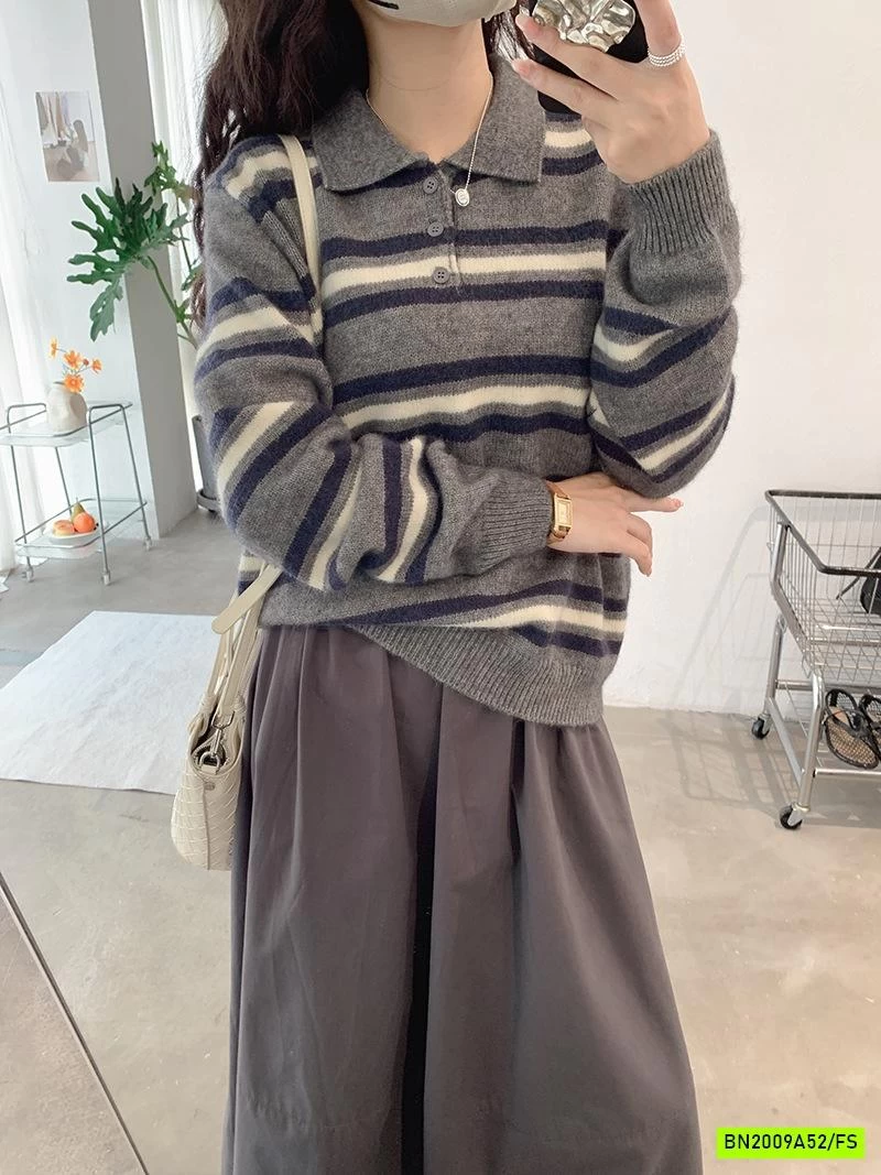 ÁO LEN KẺ CỔ POLO