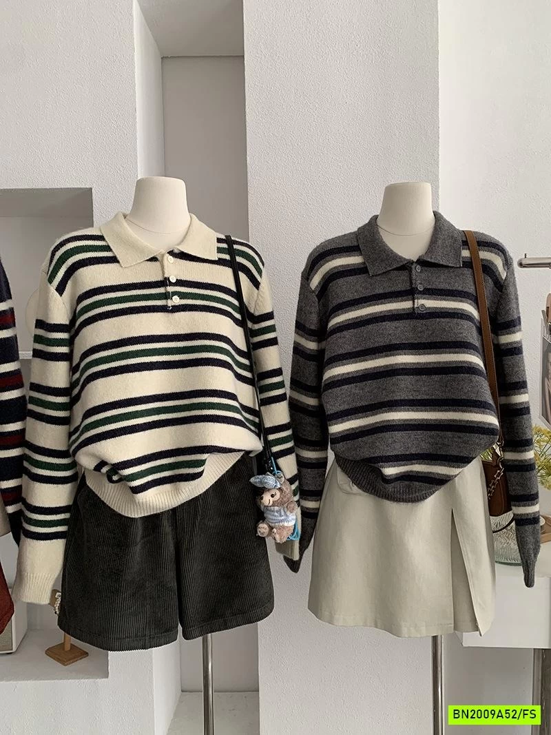 ÁO LEN KẺ CỔ POLO