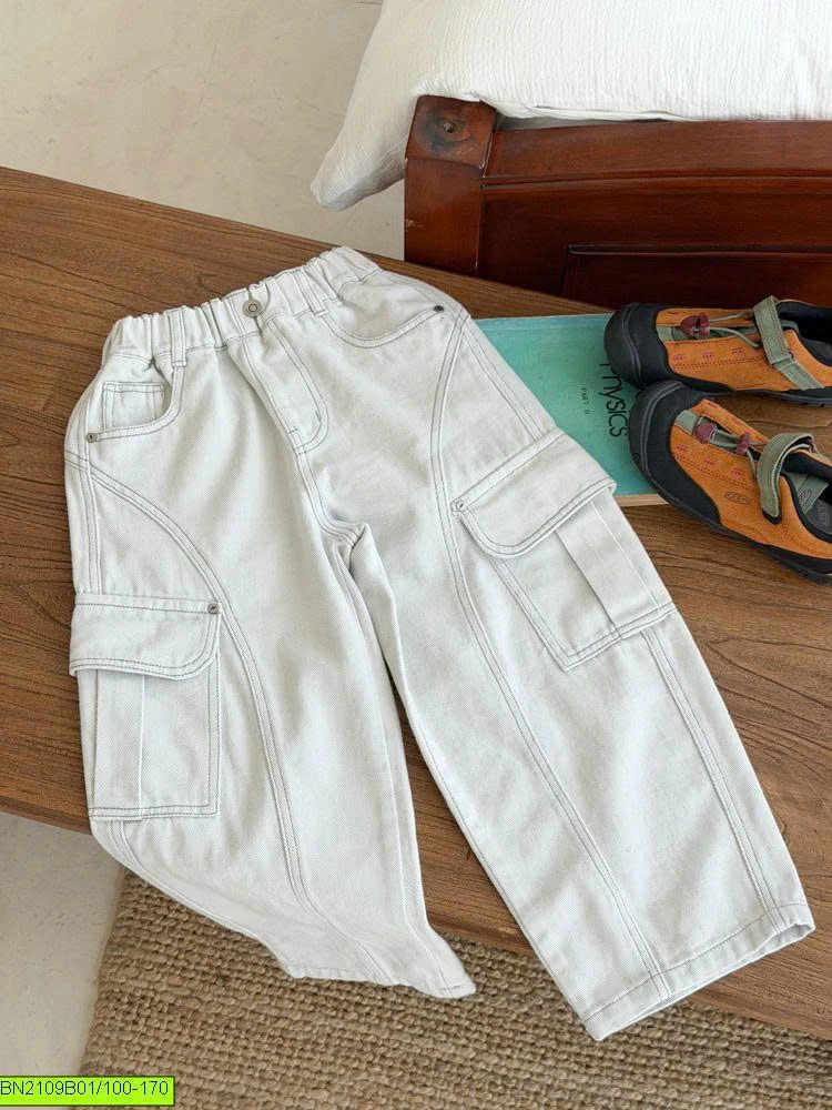QUẦN JEAN TRẮNG TÚI BÊN 26E284AMBB MẪU MỚI