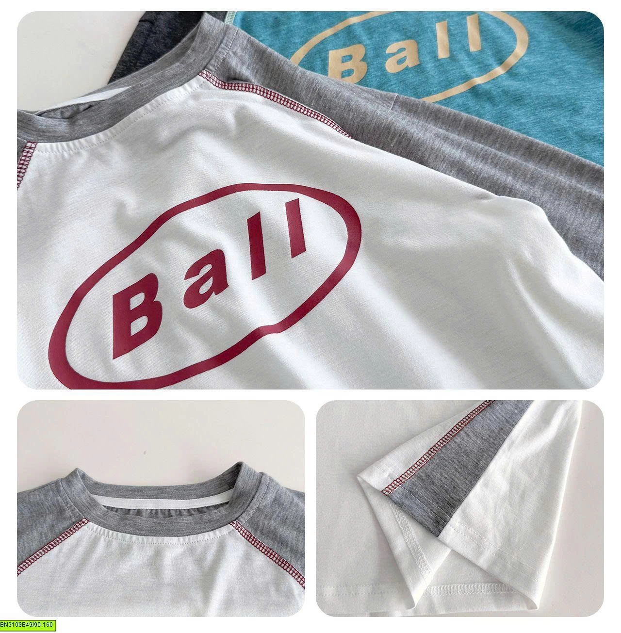ÁO THUN CHỮ BALL PHỐI MÀU TAY
