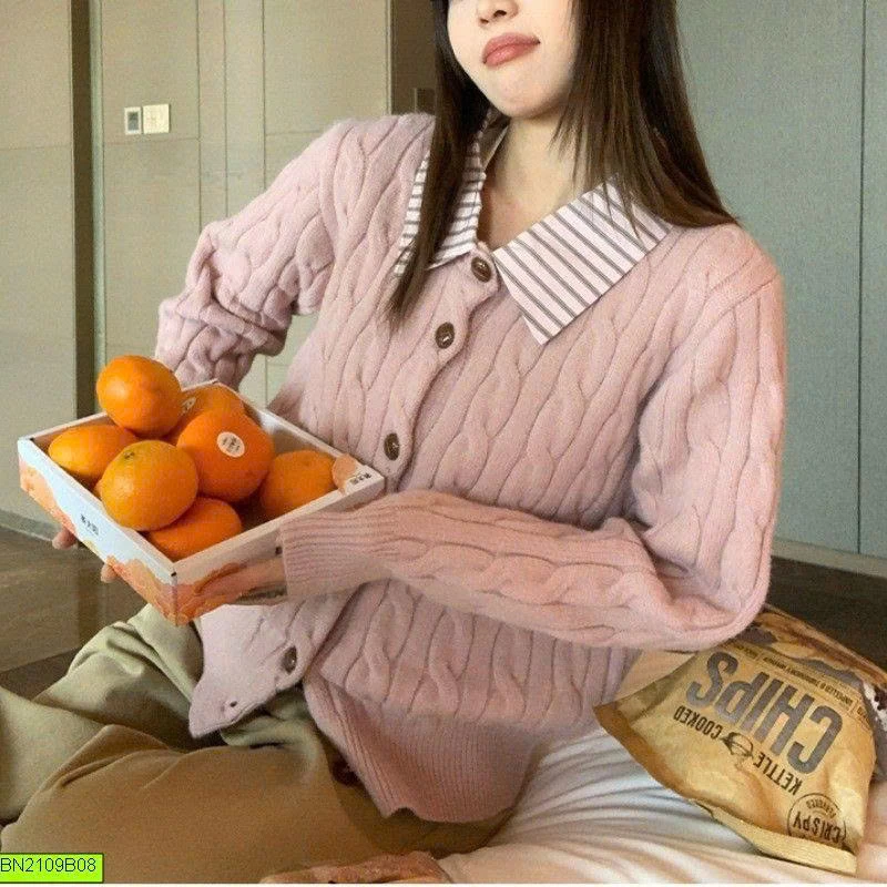 ÁO LEN XOẮN THỪNG CỔ SƠ MI