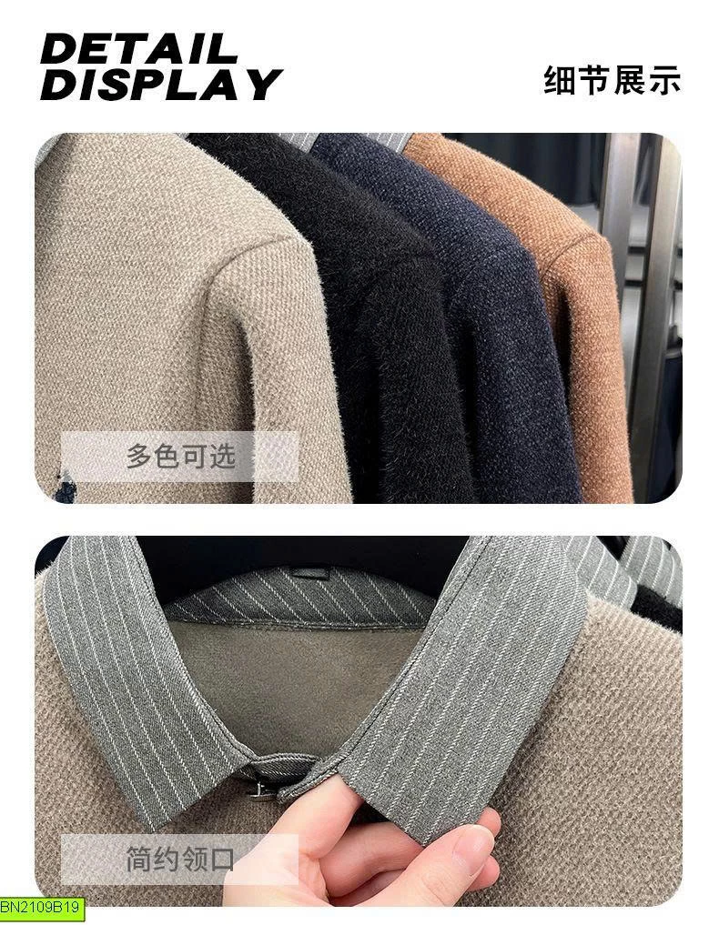 ÁO LEN NAM PHỐI CỔ SƠ MI THÊU NGỰA