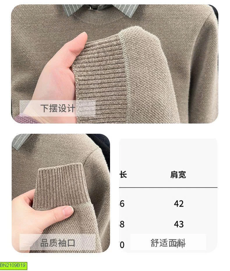 ÁO LEN NAM PHỐI CỔ SƠ MI THÊU NGỰA