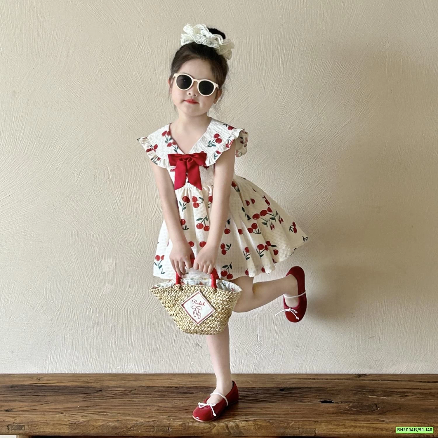 ĐẦM CHERRY GẮN NƠ ĐỎ