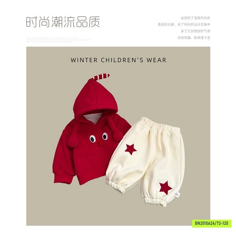 SÉT ÁO HOODIE ĐỎ LÓT LÔNG