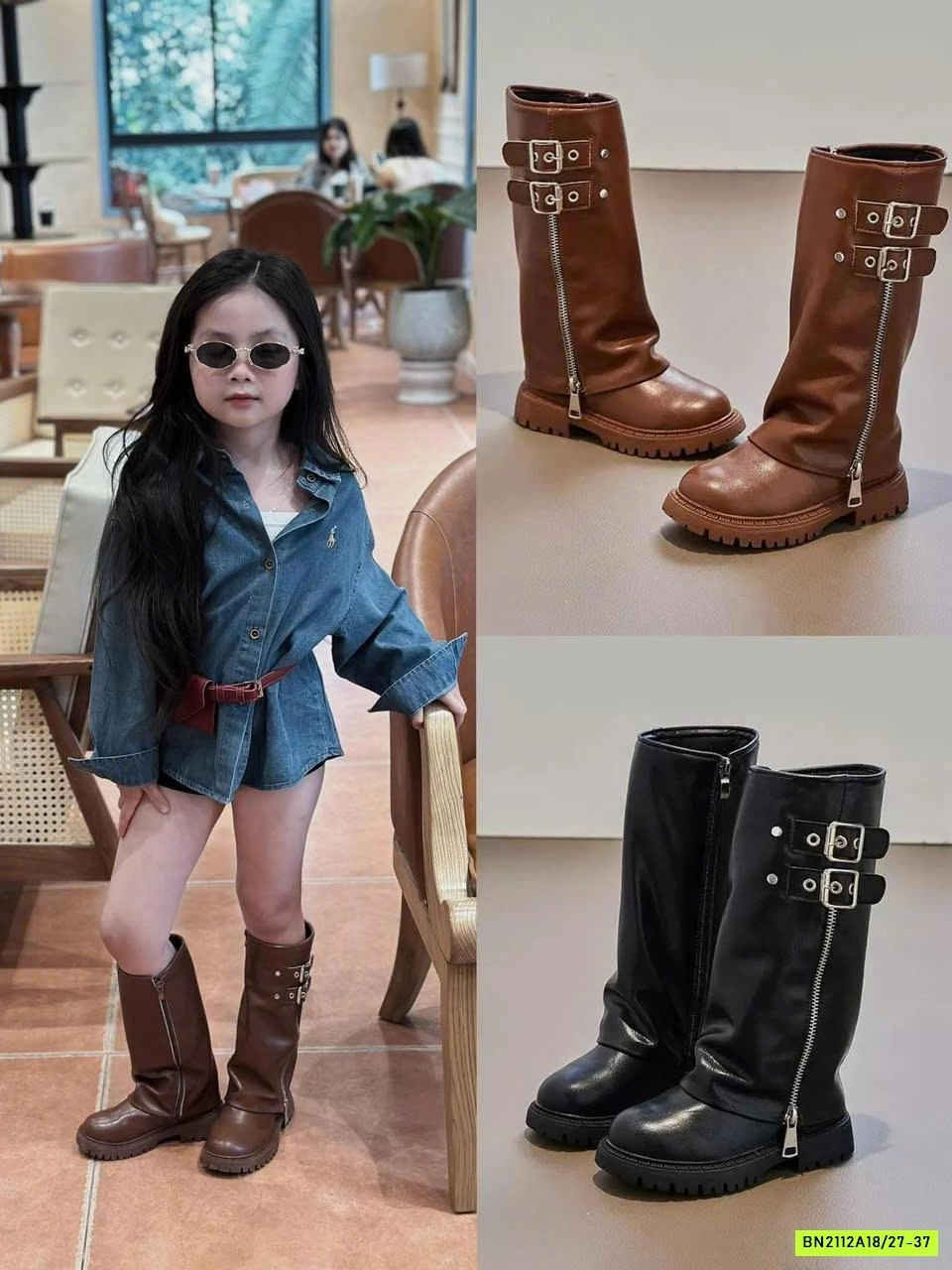 BOOT NGANG GỐI KÉO KHÓA KHUY BÊN