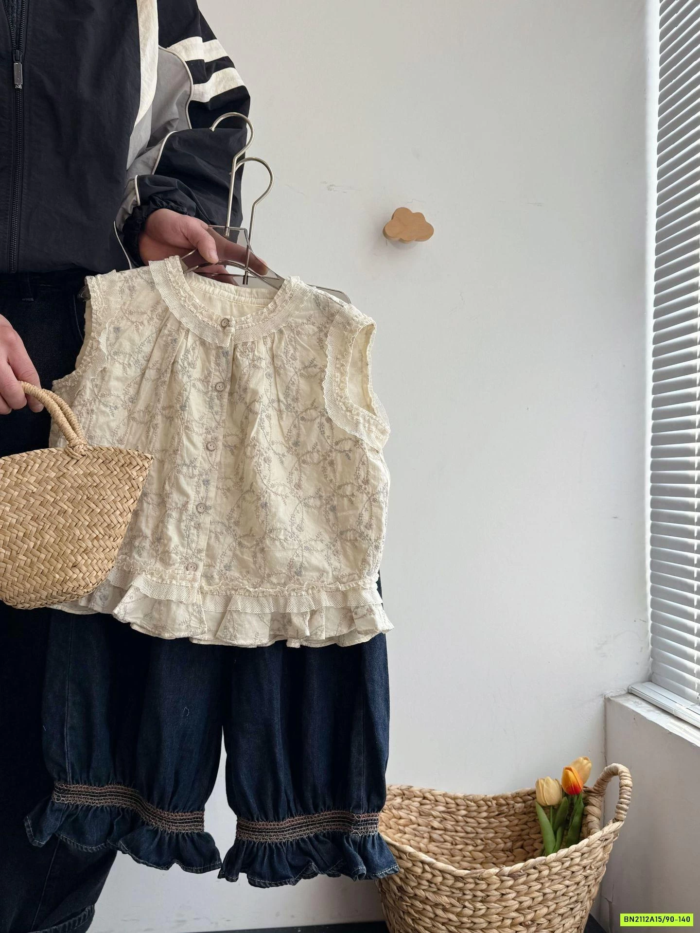 ÁO THÊU MIX JEANS BO GẤU