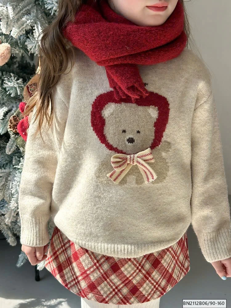 SÉT ÁO LEN GẤU MIX CHÂN VÁY CARO AMBB 24A175