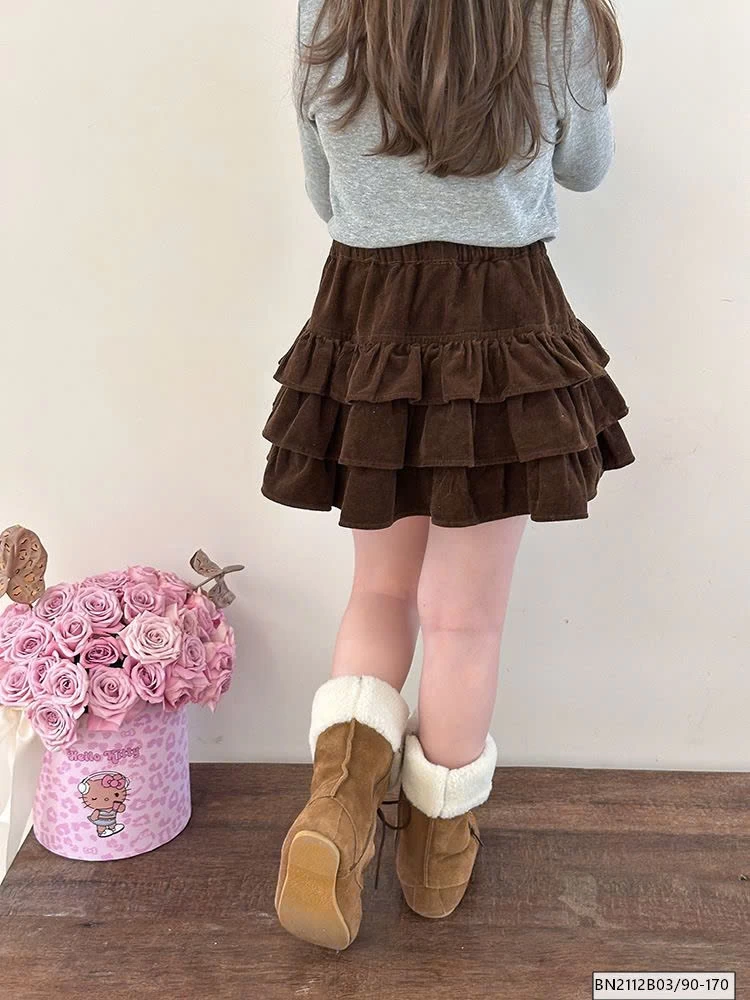 CHÂN VÁY NHUNG TẦNG BÈO AMBB 25G041