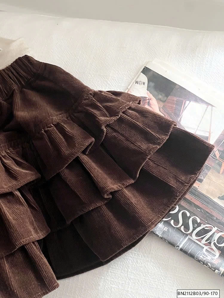 CHÂN VÁY NHUNG TẦNG BÈO AMBB 25G041