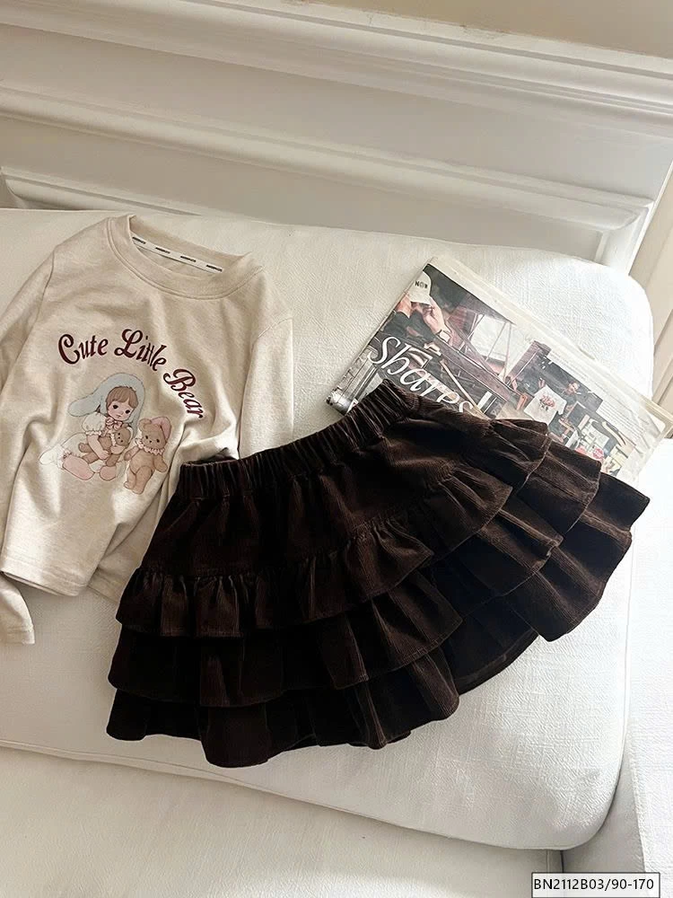 CHÂN VÁY NHUNG TẦNG BÈO AMBB 25G041