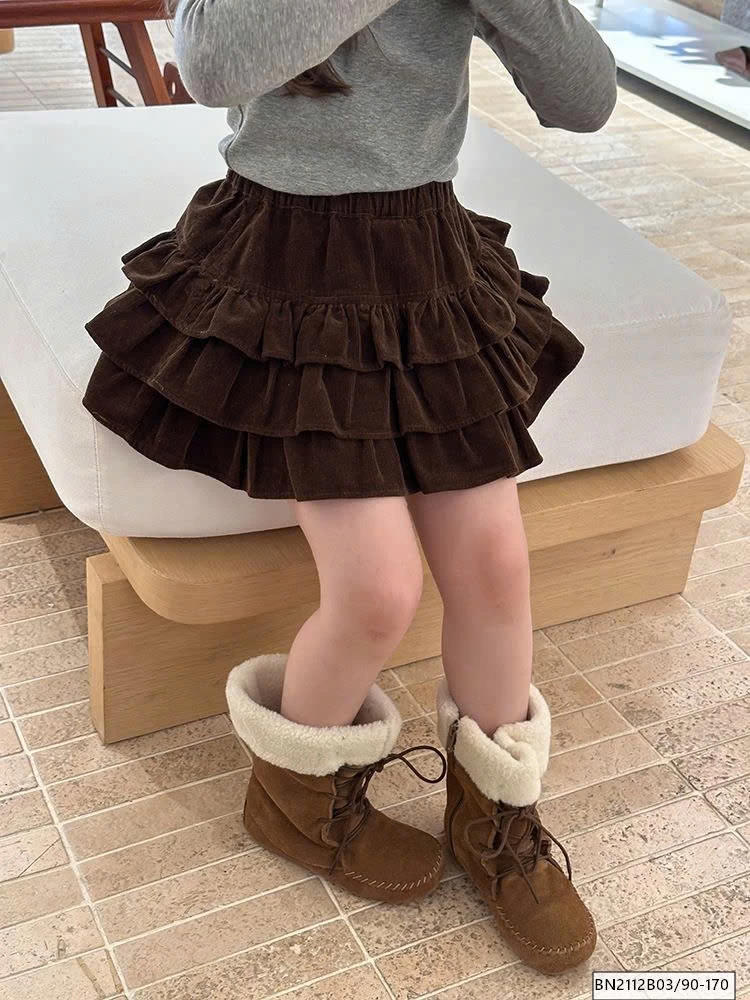 CHÂN VÁY NHUNG TẦNG BÈO AMBB 25G041