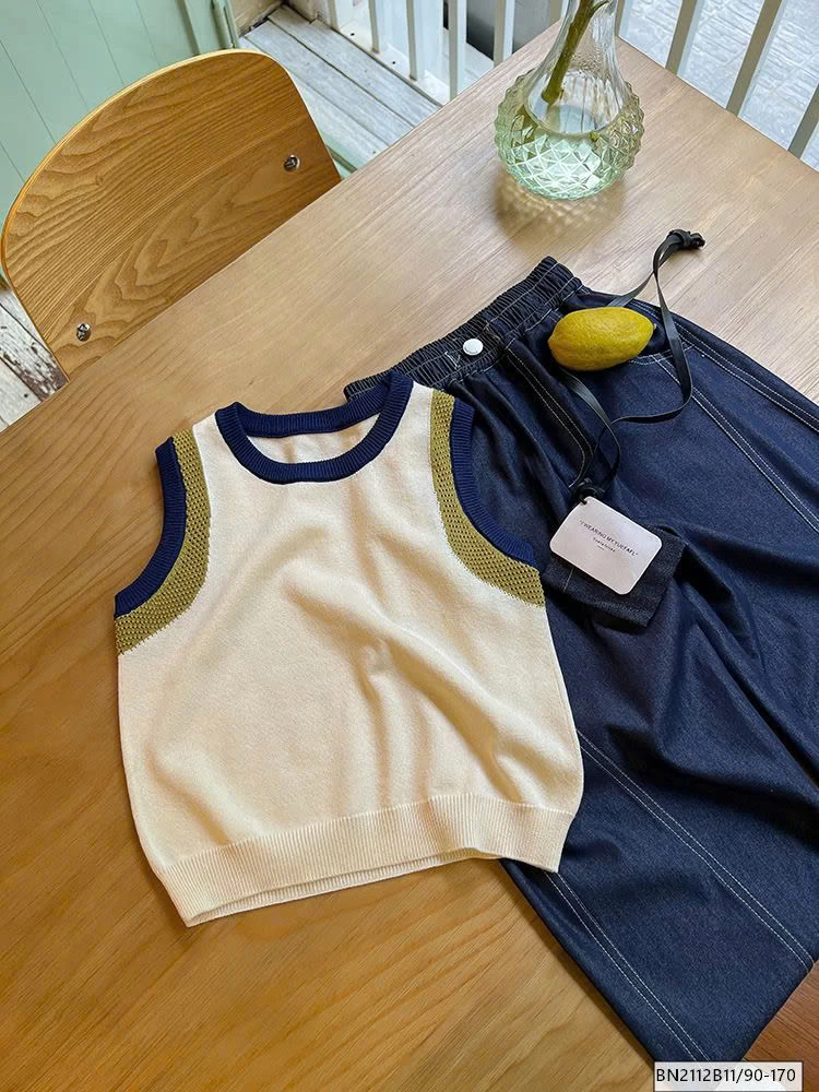 SÉT ÁO LEN 3 LỖ MIX QUẦN JEAN SUÔNG AMBB 25C176