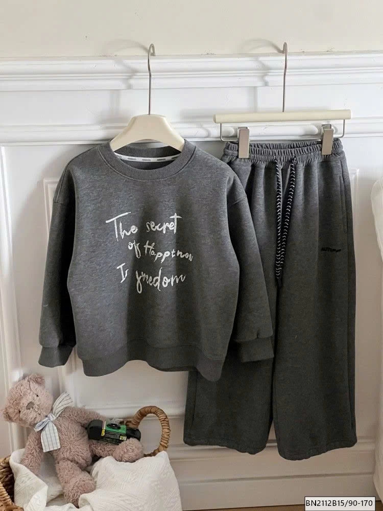 BỘ NỈ IN CHỮ LÓT LÔNG AMBB 25C176