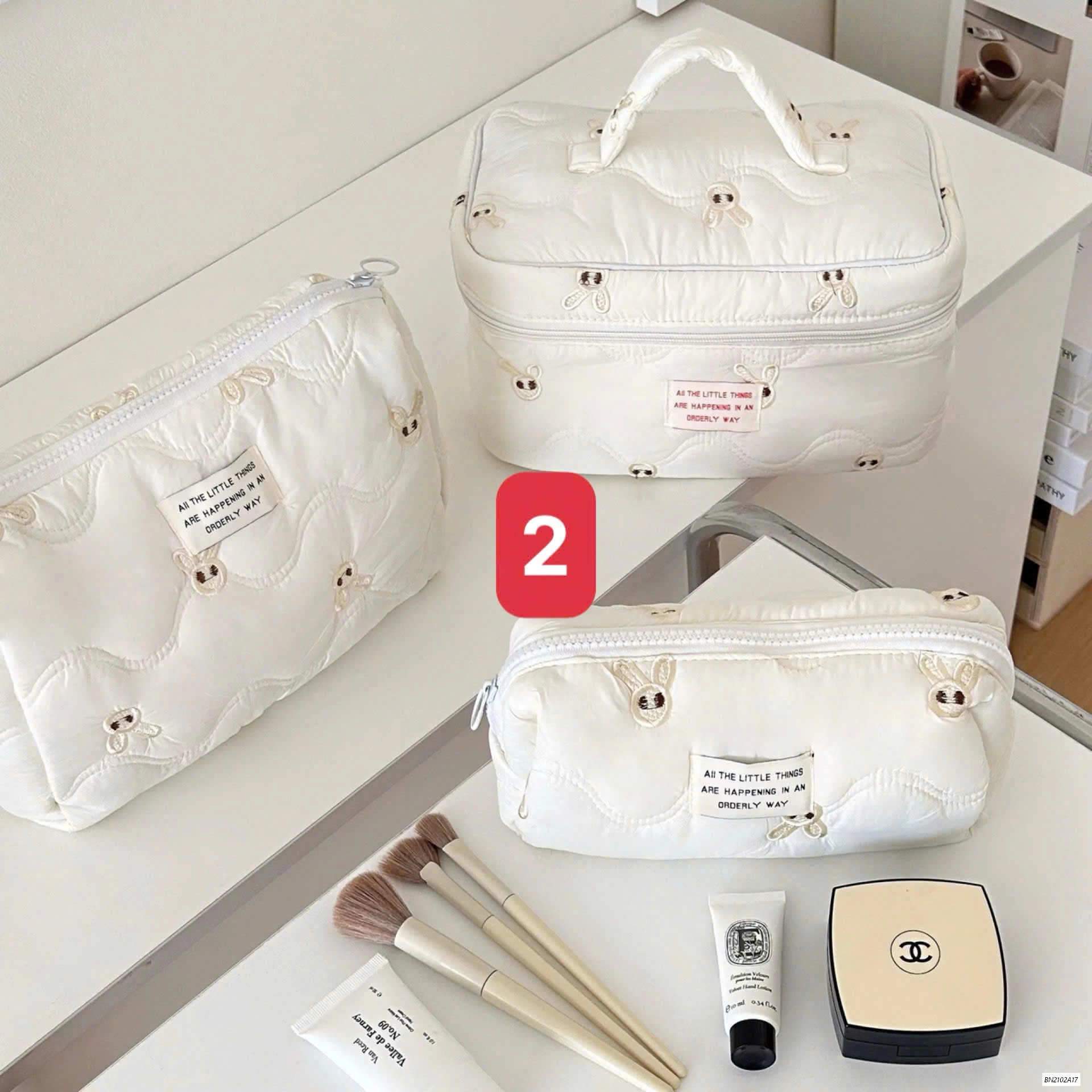 BỘ 3 TÚI ĐỰNG MỸ PHẦM TRẦN HOA TIẾT