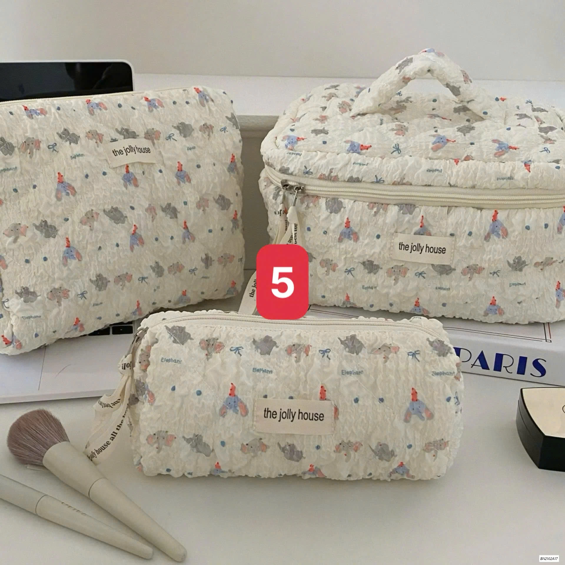 BỘ 3 TÚI ĐỰNG MỸ PHẦM TRẦN HOA TIẾT