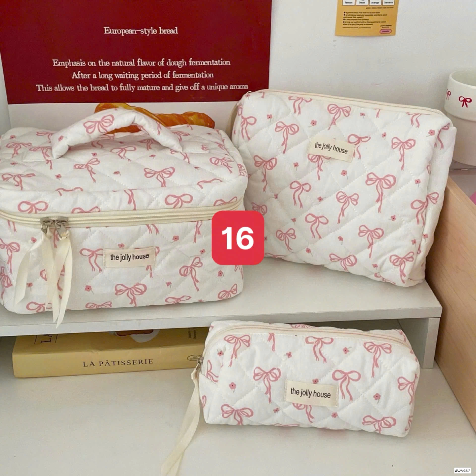 BỘ 3 TÚI ĐỰNG MỸ PHẦM TRẦN HOA TIẾT