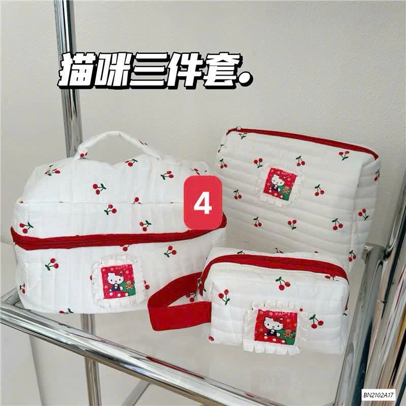 BỘ 3 TÚI ĐỰNG MỸ PHẦM TRẦN HOA TIẾT