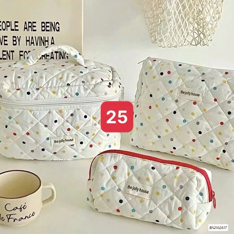 BỘ 3 TÚI ĐỰNG MỸ PHẦM TRẦN HOA TIẾT