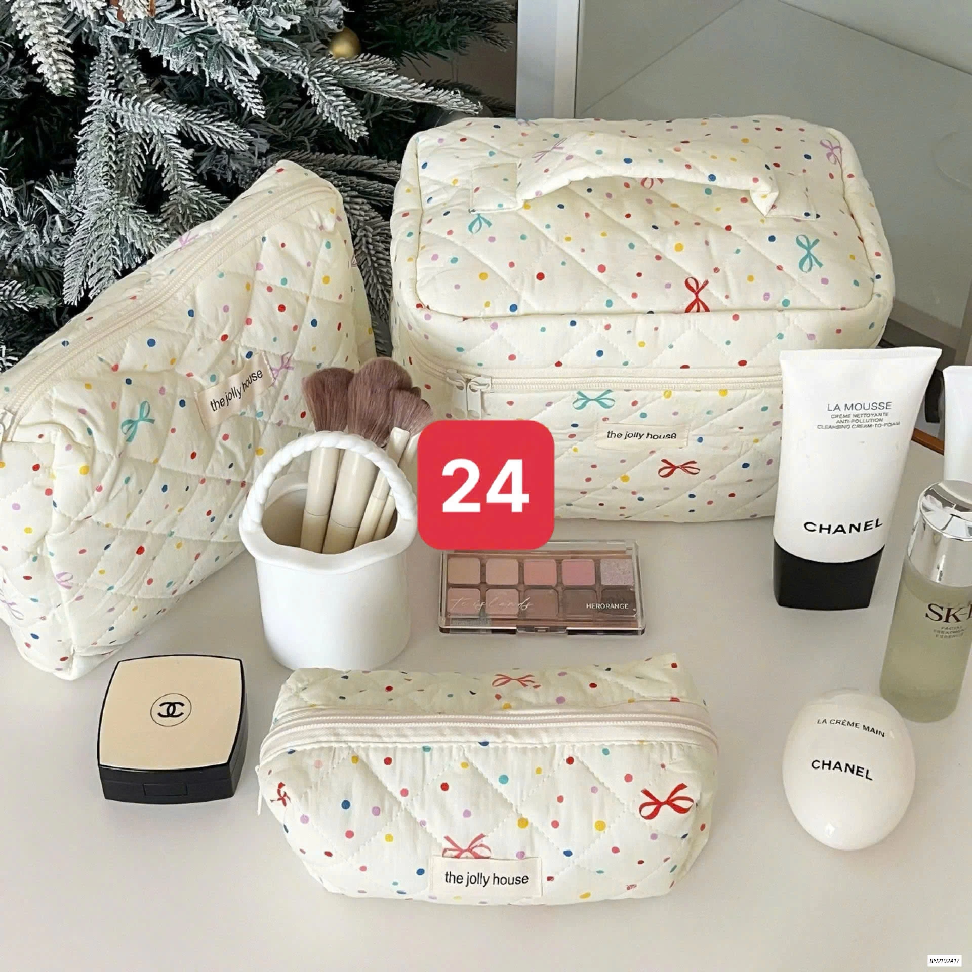 BỘ 3 TÚI ĐỰNG MỸ PHẦM TRẦN HOA TIẾT