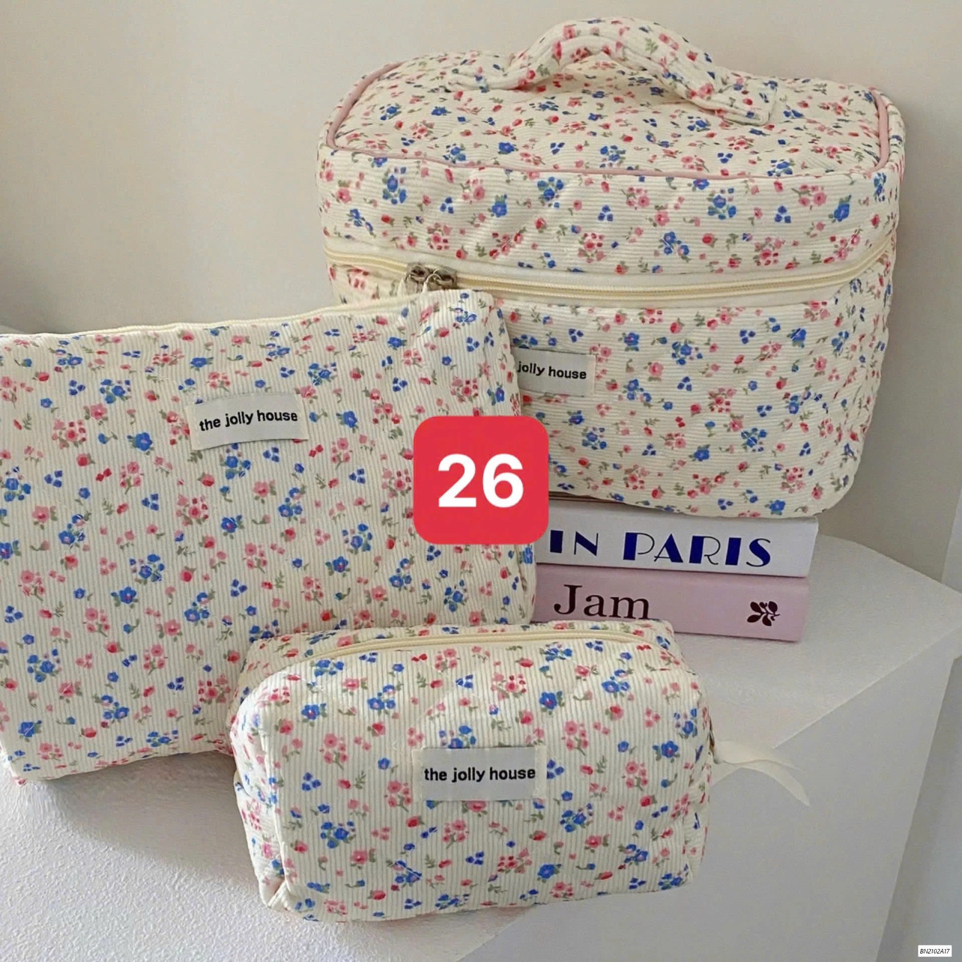 BỘ 3 TÚI ĐỰNG MỸ PHẦM TRẦN HOA TIẾT