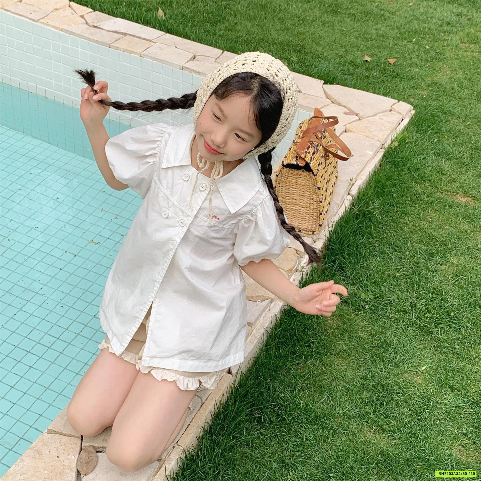 SƠ MI TAY BỒNG CỔ VUÔNG KIỂU PHÁP ADBABY