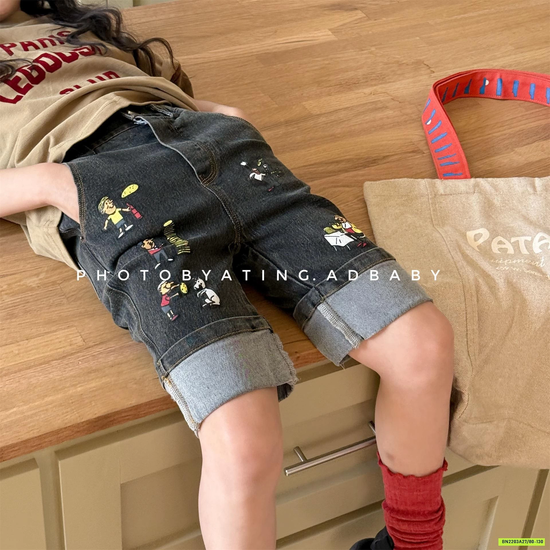 JEANS LỬNG THÊU DÁNG SKINNY 6226 ADBABY