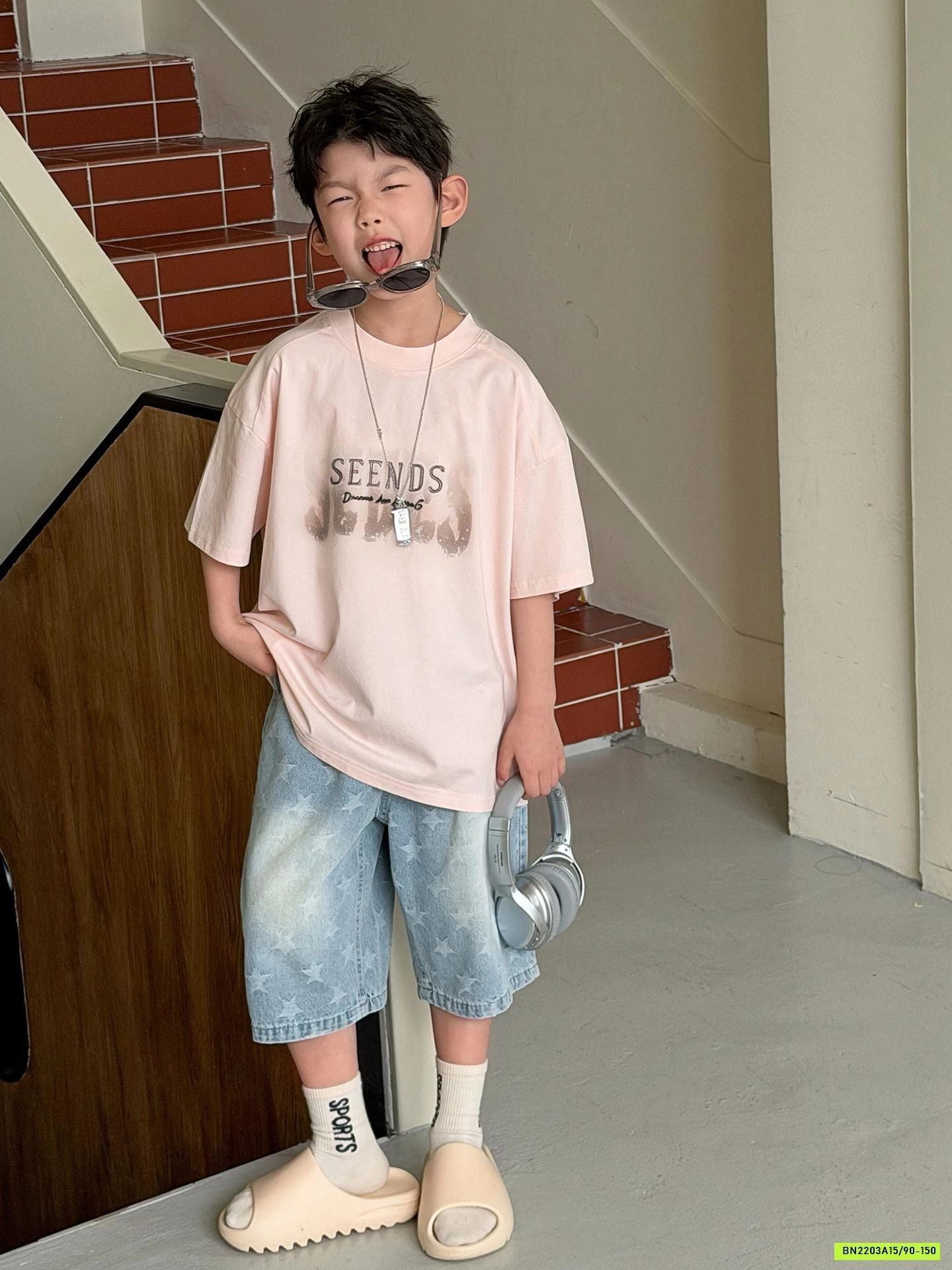 ÁO THUN HỒNG MIX SHORT JEANS