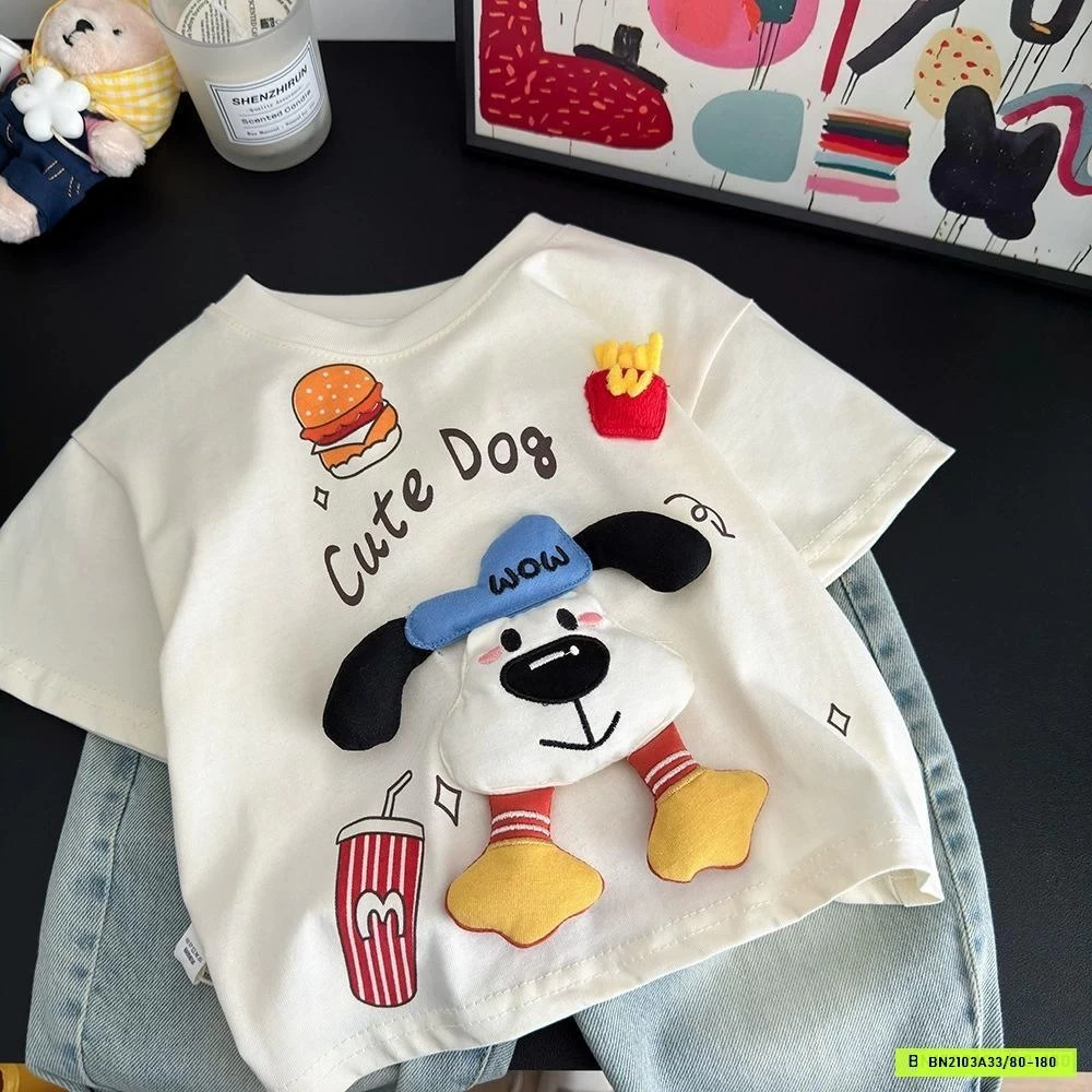 ÁO THUN GẮN GẤU BÔNG DỄ THƯƠNG