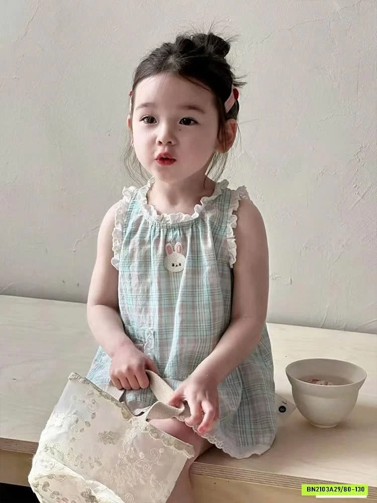 ĐẦM SUÔNG CARO XANH VIỀN BÈO