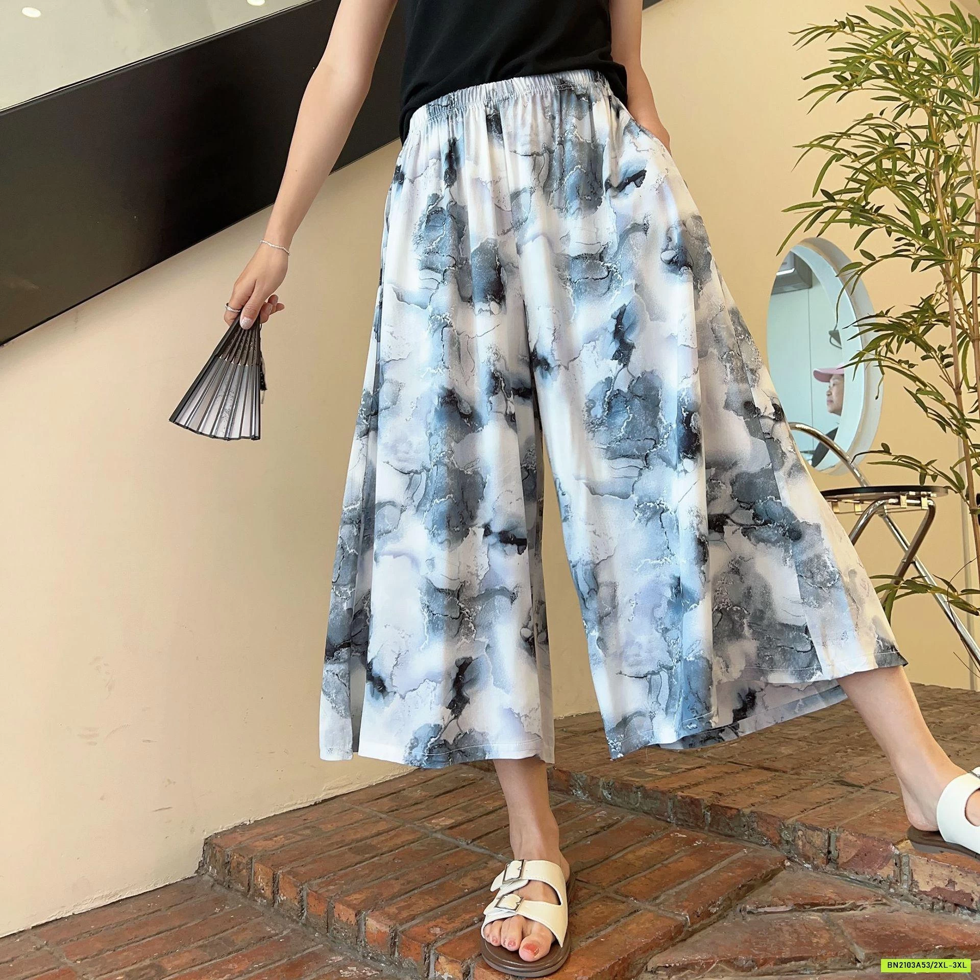 QUẦN LANH DÁNG RỘNG HỌA TIẾT