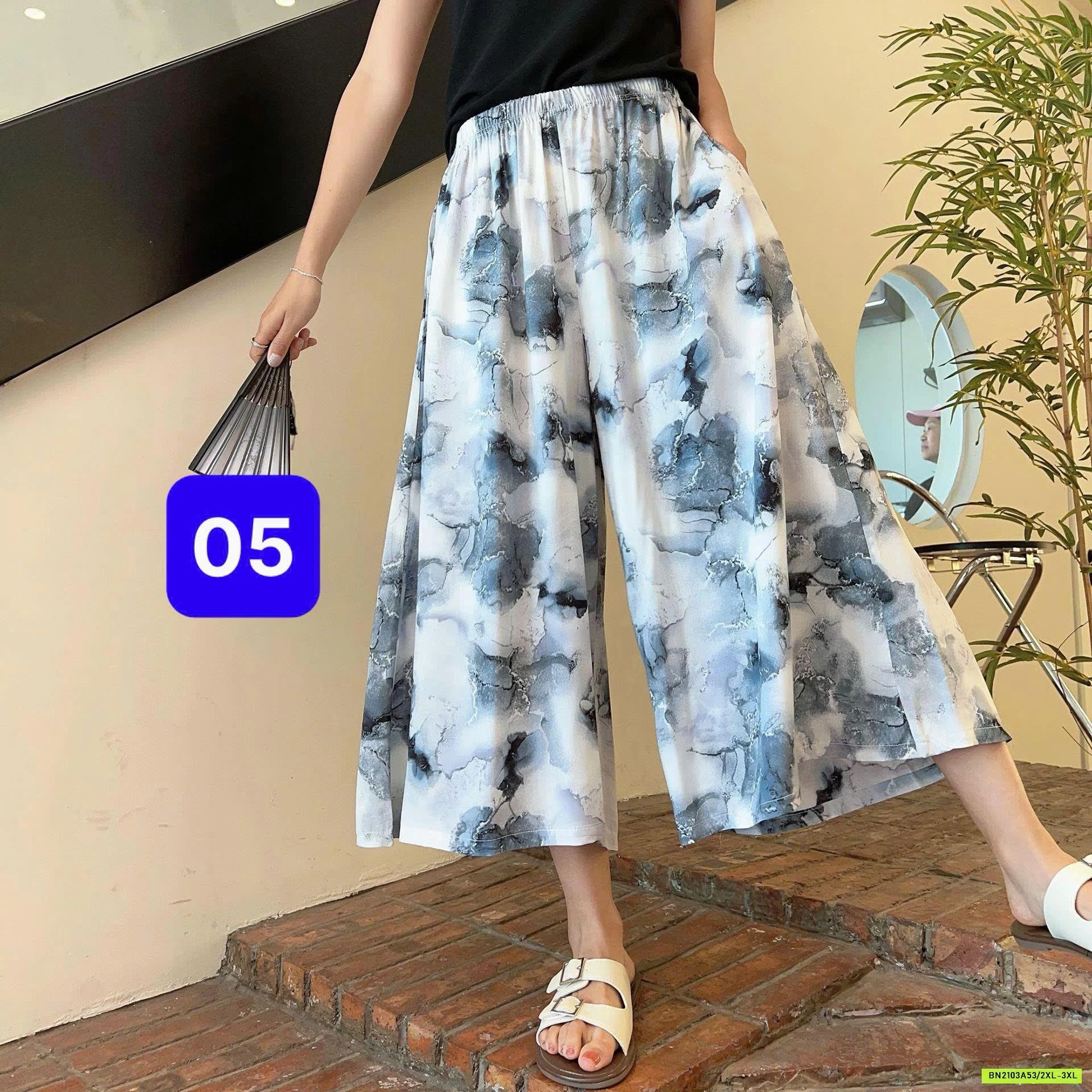 QUẦN LANH DÁNG RỘNG HỌA TIẾT