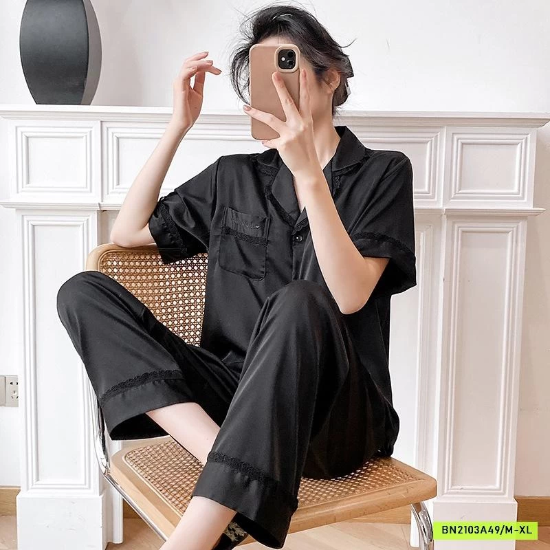 PIZAMA VIỀN BÈO QUẦN DÀI ÁO CỘC