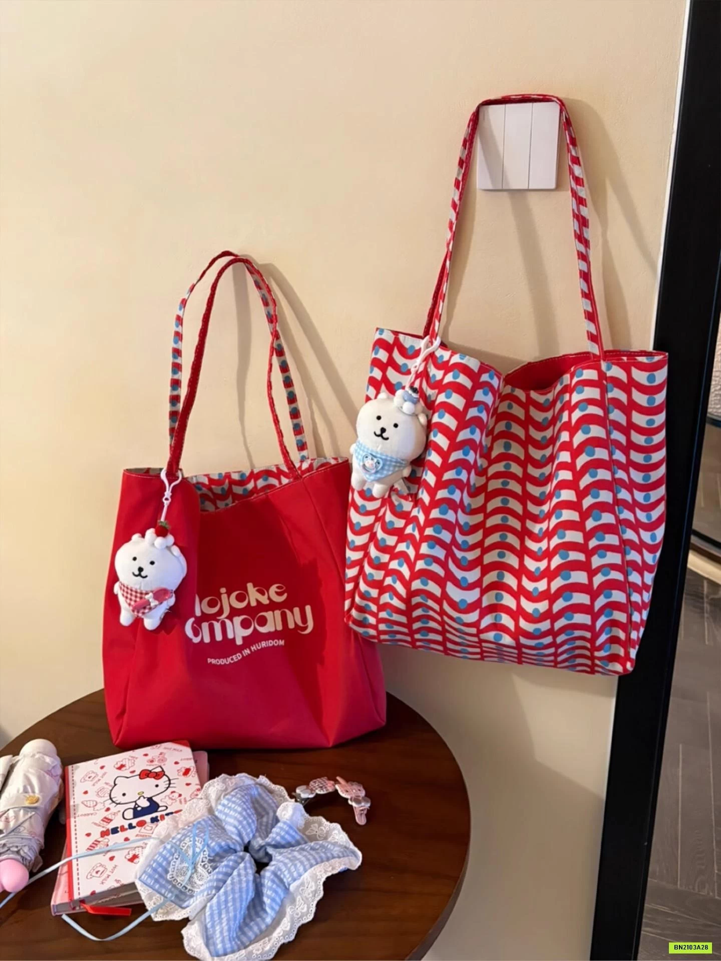 TÚI VẢI CARO QUAI MẢNH 2 MẶT