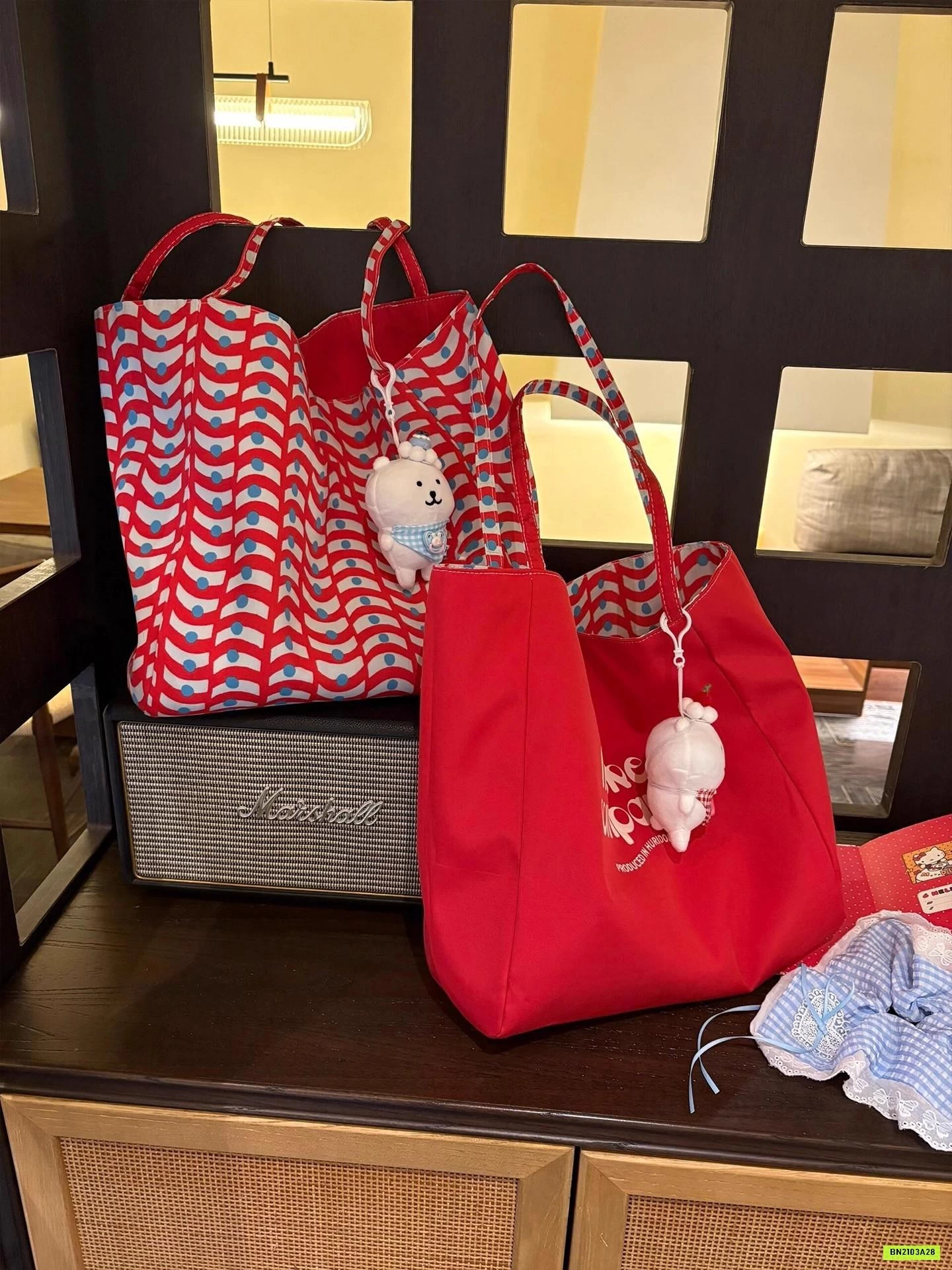 TÚI VẢI CARO QUAI MẢNH 2 MẶT