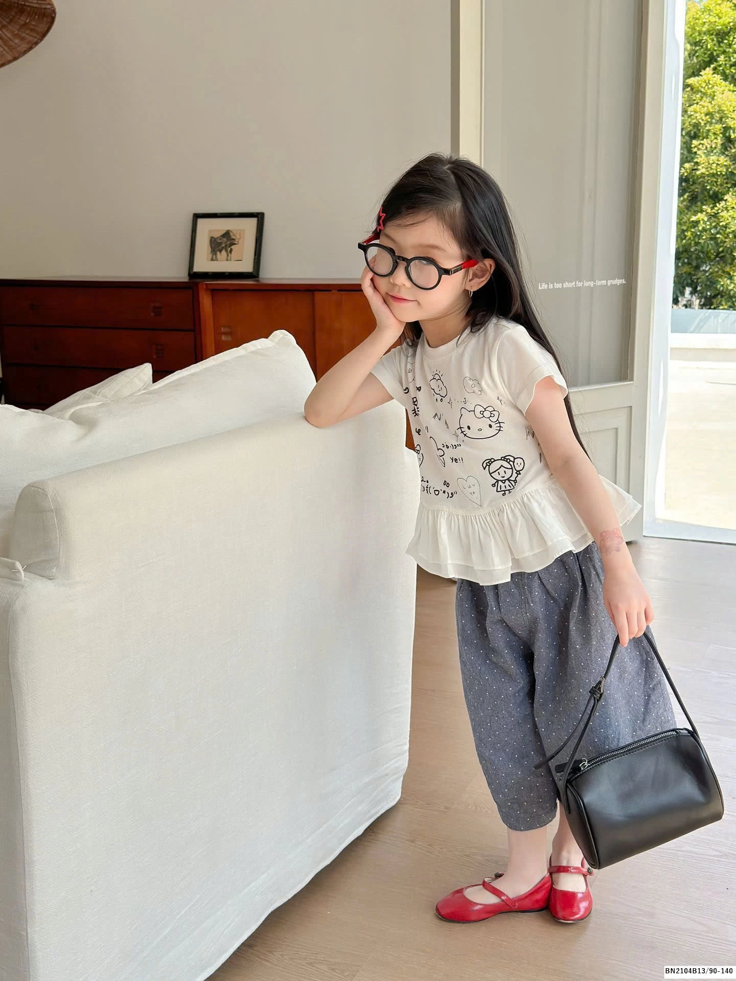 ÁO THUN kityy mix quần chấm bi