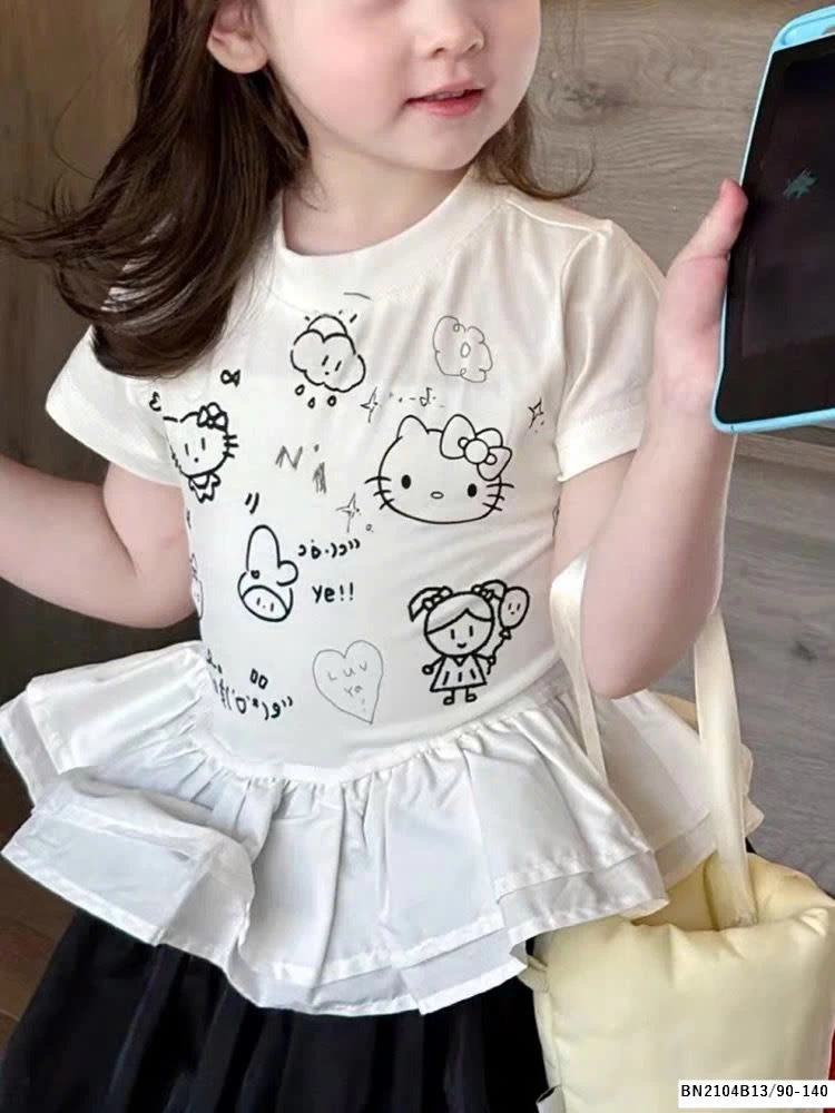 ÁO THUN kityy mix quần chấm bi