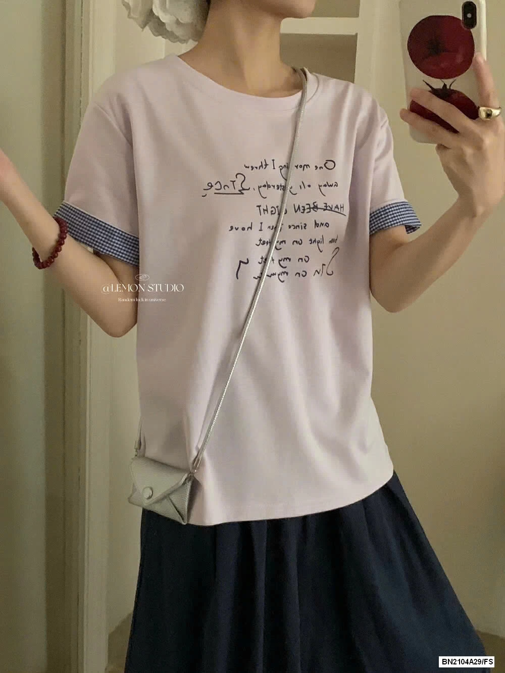 ÁO THUN CHỮ PHỐI VIỀN TAY LEMON