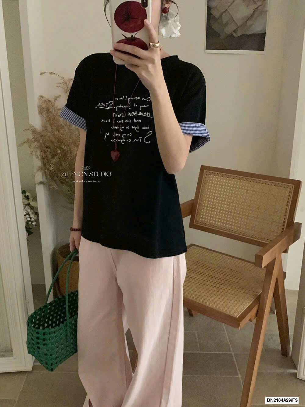 ÁO THUN CHỮ PHỐI VIỀN TAY LEMON