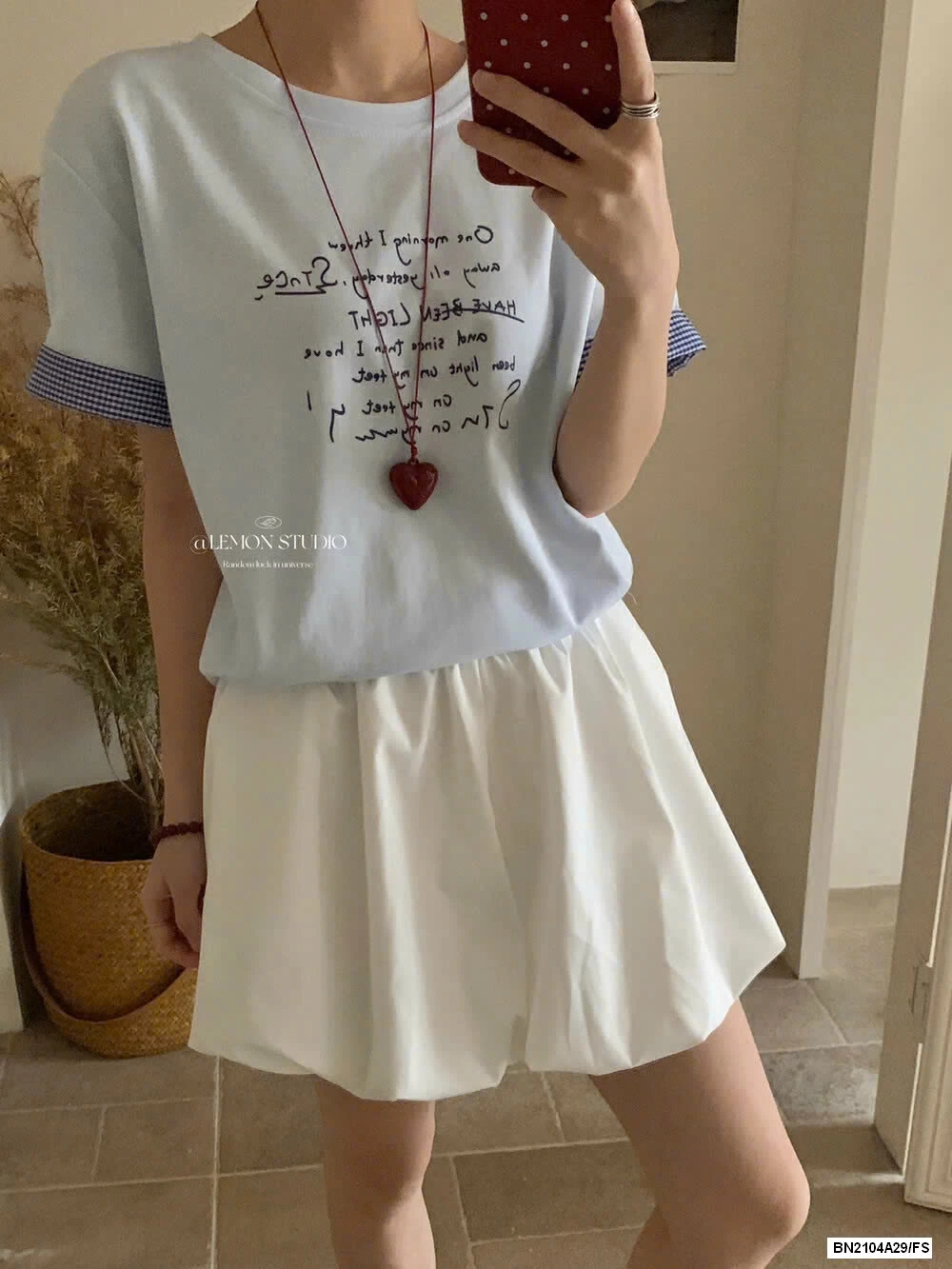 ÁO THUN CHỮ PHỐI VIỀN TAY LEMON