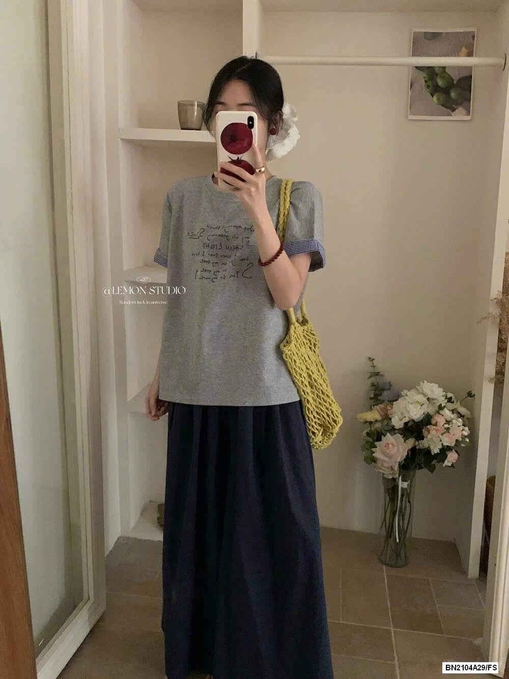 ÁO THUN CHỮ PHỐI VIỀN TAY LEMON