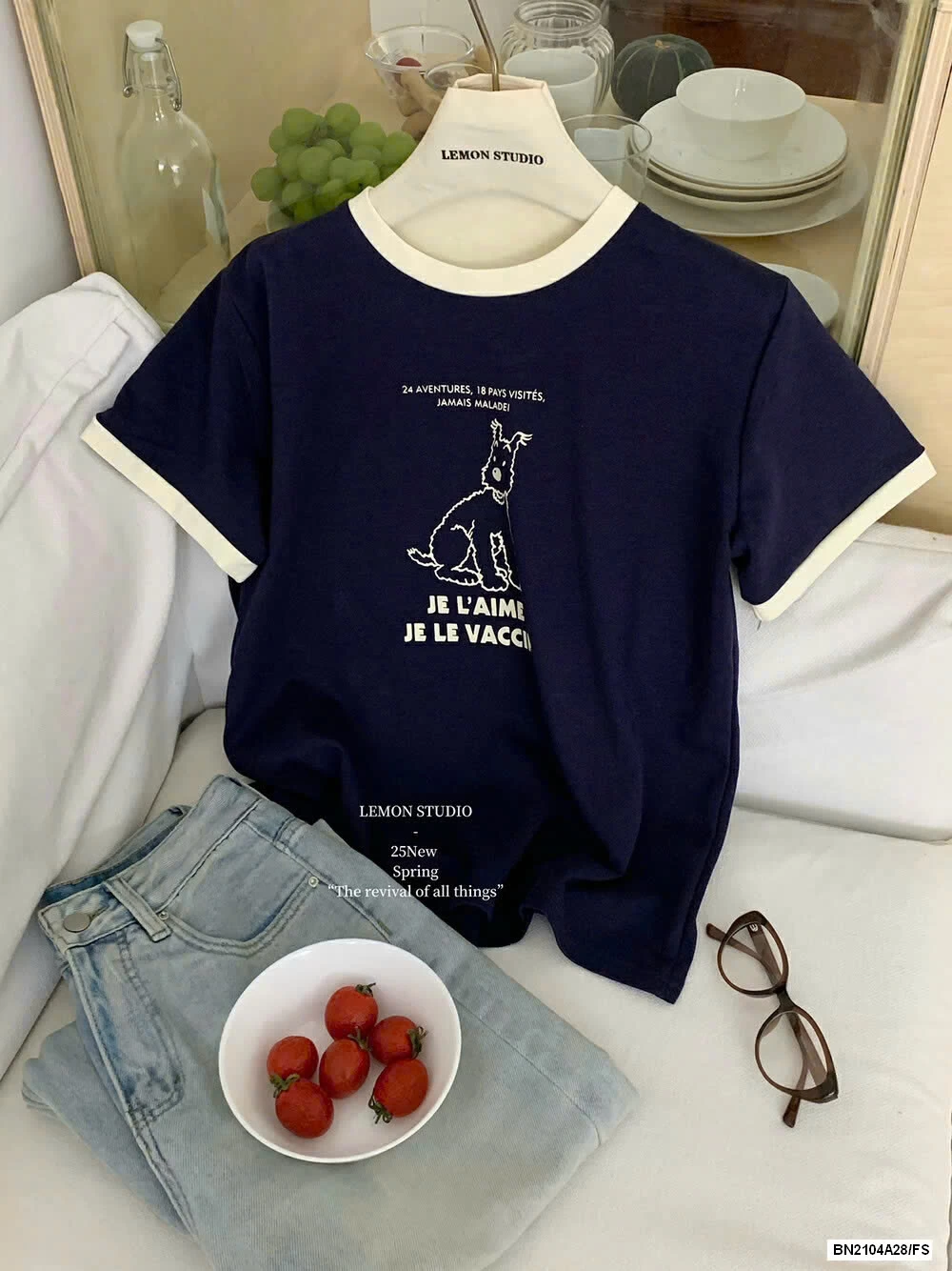 ÁO THUN CÚN VIỀN CỔ