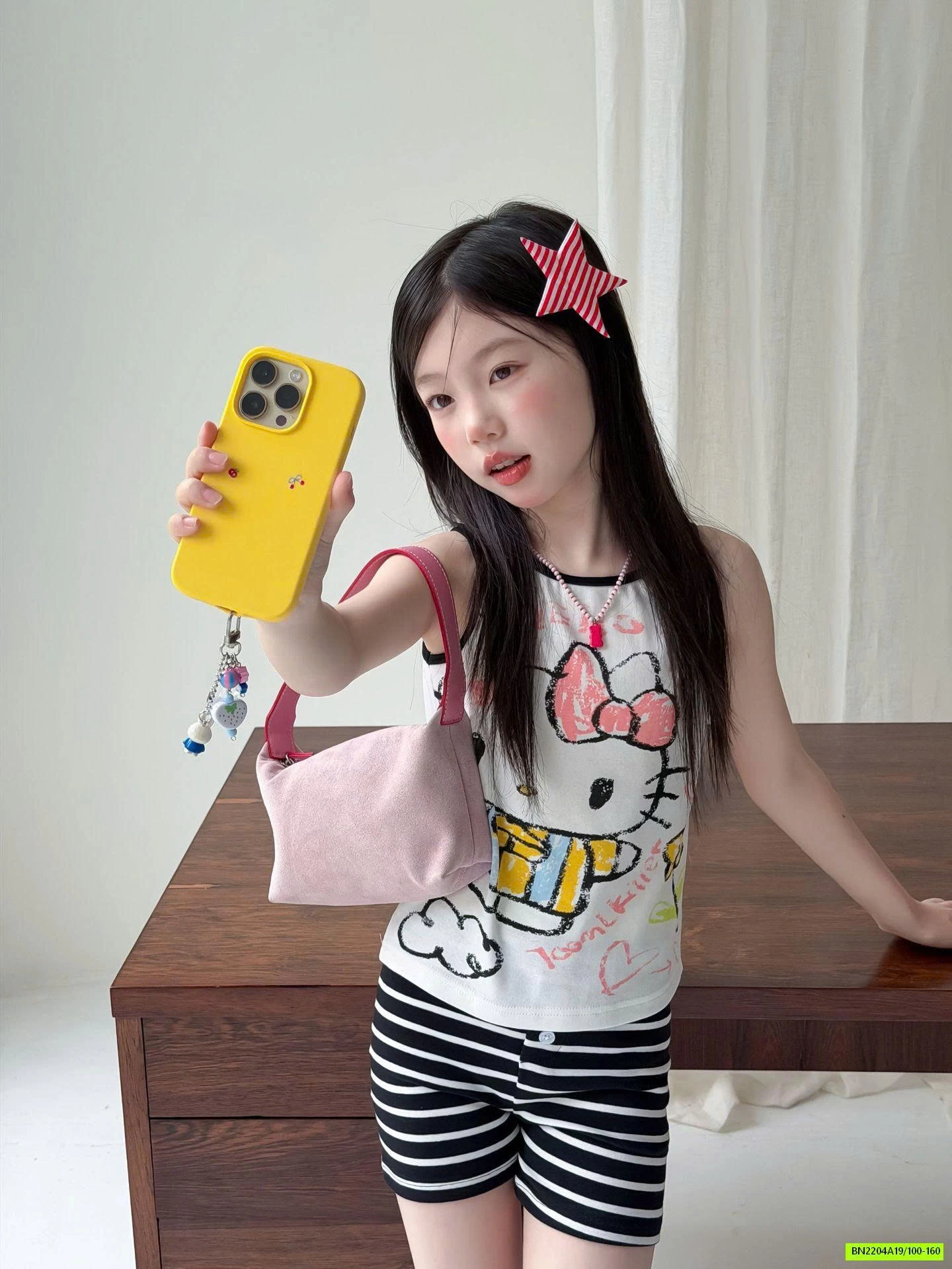 SÉT ÁO 2 DÂY KITTY MIX LEGGING KẺ