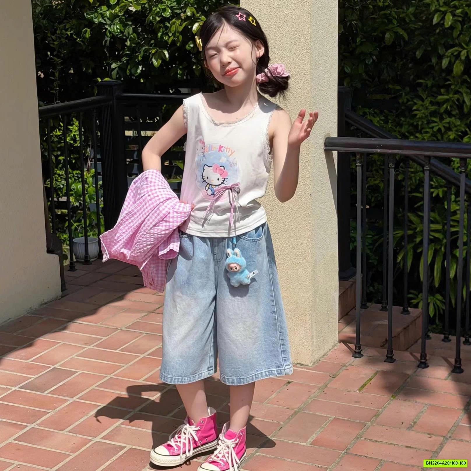 SƠ MI CARO HỒNG KITTY