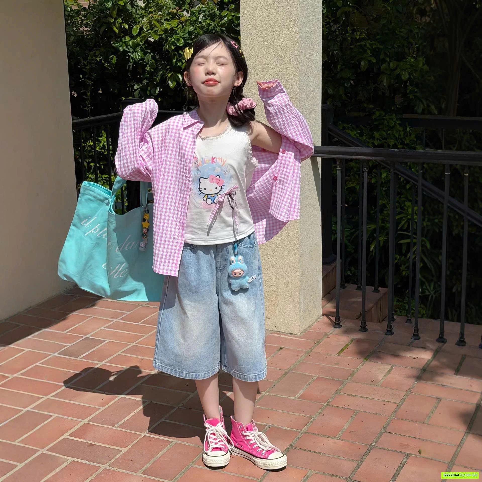 SƠ MI CARO HỒNG KITTY